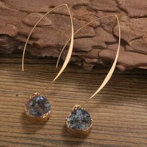 Elegant Gold and Blue Stone Drop Earrings